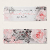 ヴィンテージ赤面ピンクローズ結婚式の引き出物ラベル (正面&裏面)