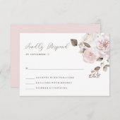 ヴィンテージ赤面ピンクローゼアンドプニー | ウェディング 出欠カード (正面/裏面)
