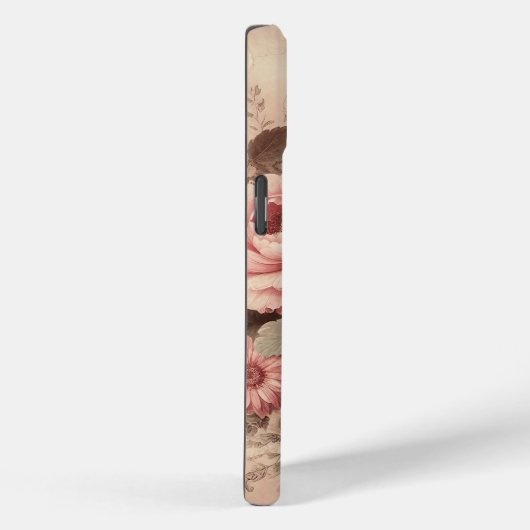 ヴィンテージ赤面ピンク牡丹と蝶のカスタム Case-Mate iPhoneケース (裏面 / 右)