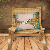 ヴィンテージ赤面ピンク色のコラージュと錆びたエッジ アクセントクッション