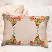 ヴィンテージ赤面ピンク色のコラージュと錆びたエッジ アクセントクッション