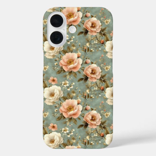 ヴィンテージ赤面ピンク花柄 Case-Mate iPhoneケース (裏面)