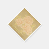 ヴィンテージ赤面ピンク金ゴールドロマンチック結婚バラ スタンダードカクテルナプキン (角)