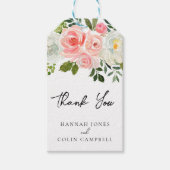 ヴィンテージ赤面ピンク&アイボリーバラガーランド ギフトタグ (正面)