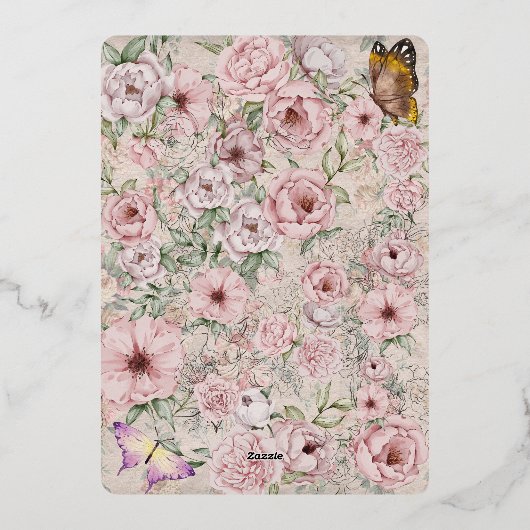 ヴィンテージ赤面ピ結婚オニー箔招待状 箔招待状 (裏面)