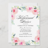 ヴィンテージ赤面フローラ水色リハーサルディナー 招待状 (正面)