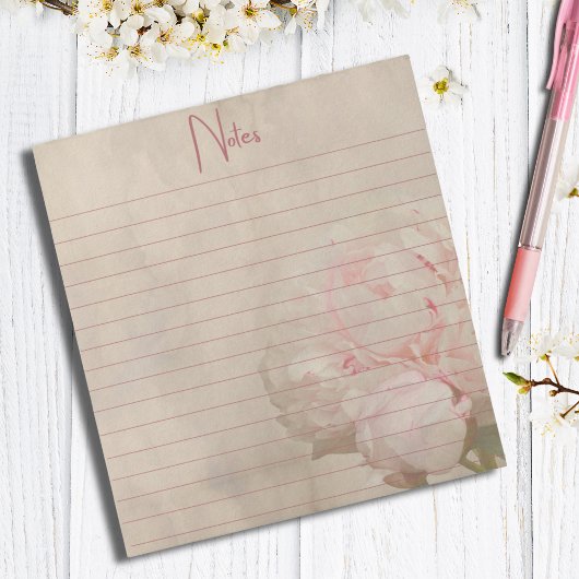 ヴィンテージ赤面フローラ牡丹 ノートパッド