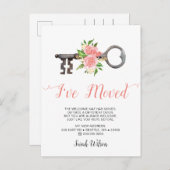 ヴィンテージ赤面フローラ鍵移動 案内ポストカード (正面/裏面)