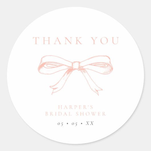 ヴィンテージ赤面ボウブライダルシャワーサンキューオペ ラウンドシール (正面)