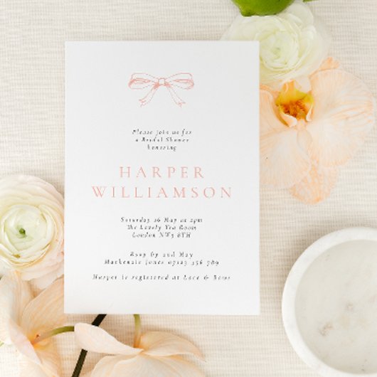 ヴィンテージ赤面ボウブライダルシャワー 招待状
