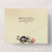 ヴィンテージ赤面ミントアリスinワンダーランド結婚ズ オールインワン招待状 (裏面)