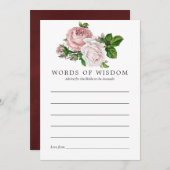 ヴィンテージ赤面及びブルゴーニュフローラブライダルアドバイス アドバイスカード (正面/裏面)