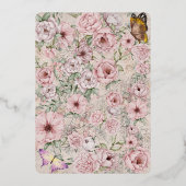 ヴィンテージ赤面牡丹フォイル囲いカード 箔招待状 (裏面)