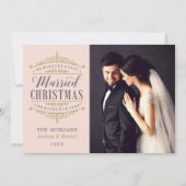 ヴィンテージ赤面結婚した金ゴールド結婚の写真 シーズンカード (正面)