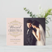 ヴィンテージ赤面結婚した金ゴールド結婚の写真 シーズンカード (スタンド正面)