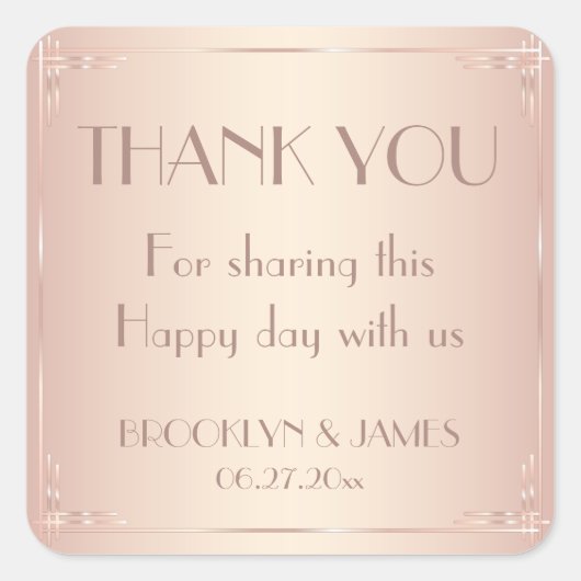 ヴィンテージ赤面結婚式用シール スクエアシール (正面)