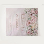 ヴィンテージ赤面結婚牡丹の背景 タペストリー (正面(横))