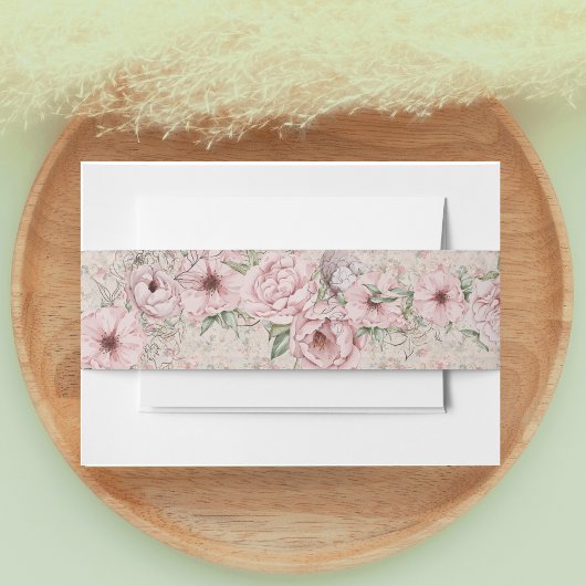 ヴィンテージ赤面結婚牡丹 招待状ベリーバンド