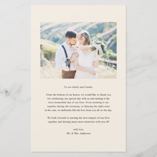 ヴィンテージ赤面結婚花の写真サンキューカード (裏面)