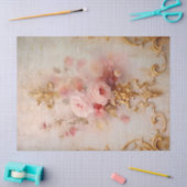 ヴィンテージ赤面英語バラバロック金ゴールドオーナメント 薄葉紙 (クラフト)