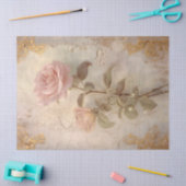 ヴィンテージ赤面英語バラバロック金ゴールドオーナメント 薄葉紙 (クラフト)