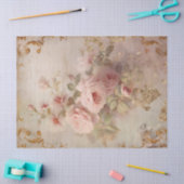 ヴィンテージ赤面英語バラバロック金ゴールドオーナメント 薄葉紙 (クラフト)