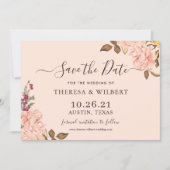 ヴィンテージ赤面金ゴールドフローラ結婚式日付の保存 招待状 (正面)