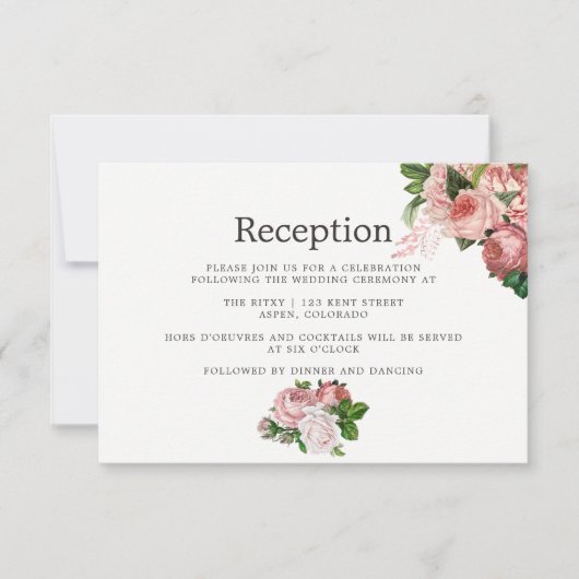 ヴィンテージ赤面&ブルゴーニュフローラウェディングレセプション 招待状 (正面)