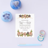 ヴィンテージ赤面&プラムフローラバジェット招待状フライ チラシ (シングル)