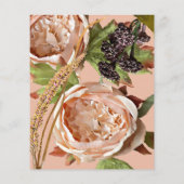 ヴィンテージ赤面&プラムフローラバジェット招待状フライ チラシ (裏面)