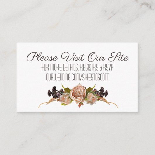 ヴィンテージ赤面&プラムフローラ結婚のサイトの挿入 エンクロージャーカード (正面)