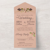 ヴィンテージ赤面&プラムフローラ結婚式招待状 オールインワン招待状 (内側)