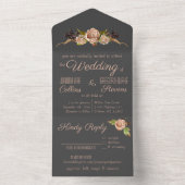 ヴィンテージ赤面&プラムフローラ結婚式招待状 オールインワン招待状 (内側)