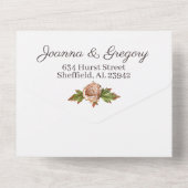 ヴィンテージ赤面&プラムフローラ結婚式招待状 オールインワン招待状 (裏面)