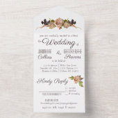 ヴィンテージ赤面&プラムフローラ結婚式招待状 オールインワン招待状 (内側)