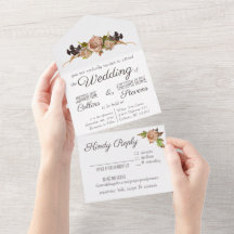 ヴィンテージ赤面&プラムフローラ結婚式招待状