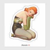 ヴィンテージ赤頭ピンアップ(魚網ストッキング付) シール (シート)