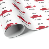 ヴィンテージ赤飛行機ハッピーバースデー包装紙 ラッピングペーパー (ロールコーナー)