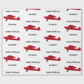 ヴィンテージ赤飛行機ハッピーバースデー包装紙 ラッピングペーパー (フラット)