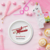 ヴィンテージ赤飛行機紙プレート ペーパープレート (パーティー)