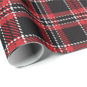 ヴィンテージ赤黒白の素朴なタータンチェック格子柄 ラッピングペーパー (ロールコーナー)