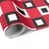 ヴィンテージ赤黒白市松模様に美学 ラッピングペーパー (ロールコーナー)