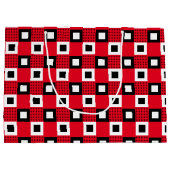 ヴィンテージ赤黒白市松模様に美学 ラージペーパーバッグ (裏面)