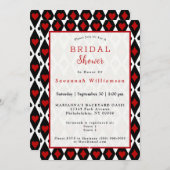 ヴィンテージ赤黒記号ブライダルシャワー 招待状 (正面/裏面)