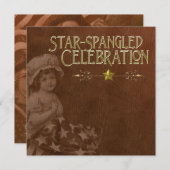 ヴィンテージ赤7月4日招待状 招待状 (正面/裏面)