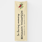 ヴィンテージ赤（鳥）ショウジョウコウカンチョウ葬儀/メモリアル 横断幕 (縦)