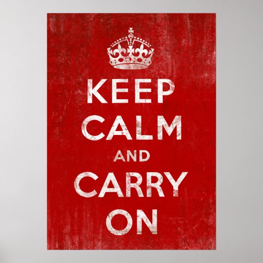 ヴィンテージ赤Keep Calm and Carry On ポスター (正面)