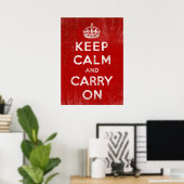 ヴィンテージ赤Keep Calm and Carry On ポスター (ホームオフィス)