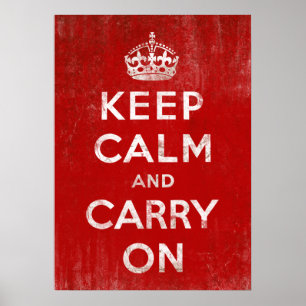ヴィンテージ赤Keep Calm and Carry On ポスター