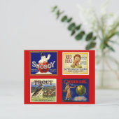 ヴィンテージ赤NWフルーツ広告のリンゴのクレートWAまたは ポストカード (スタンド正面)